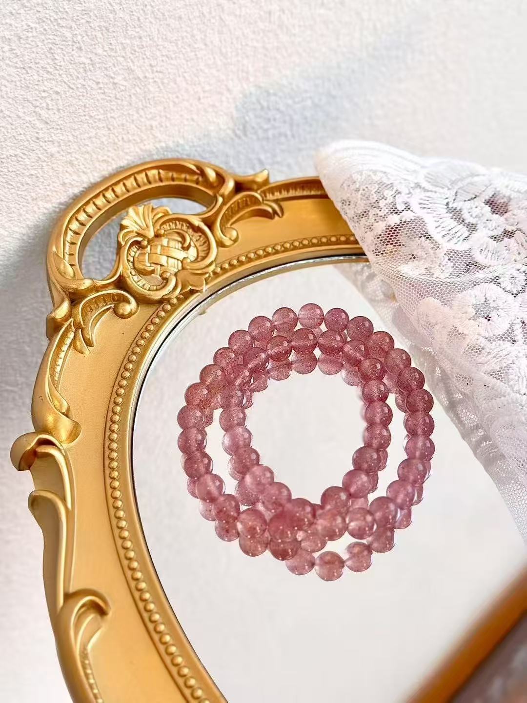 Double-Strand Strawberry Quartz Bracelet