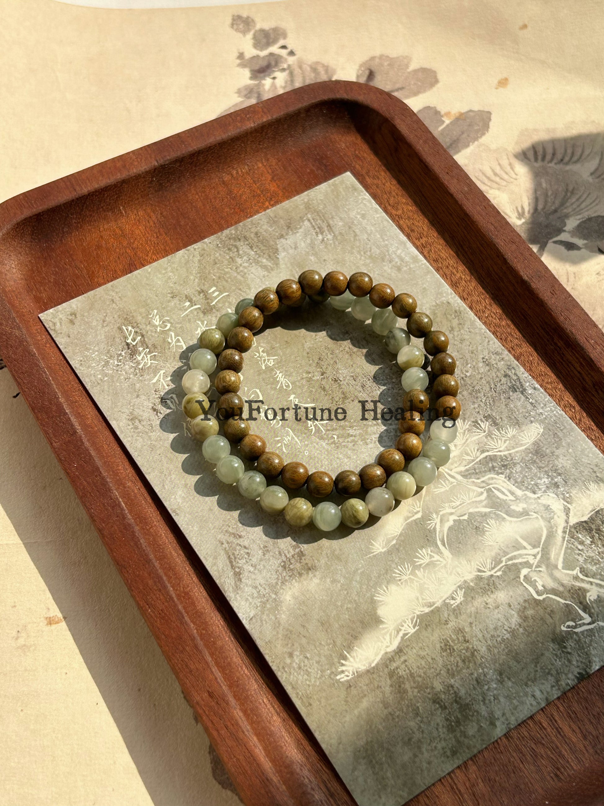 Green Sandalwood & Jade Bracelet
