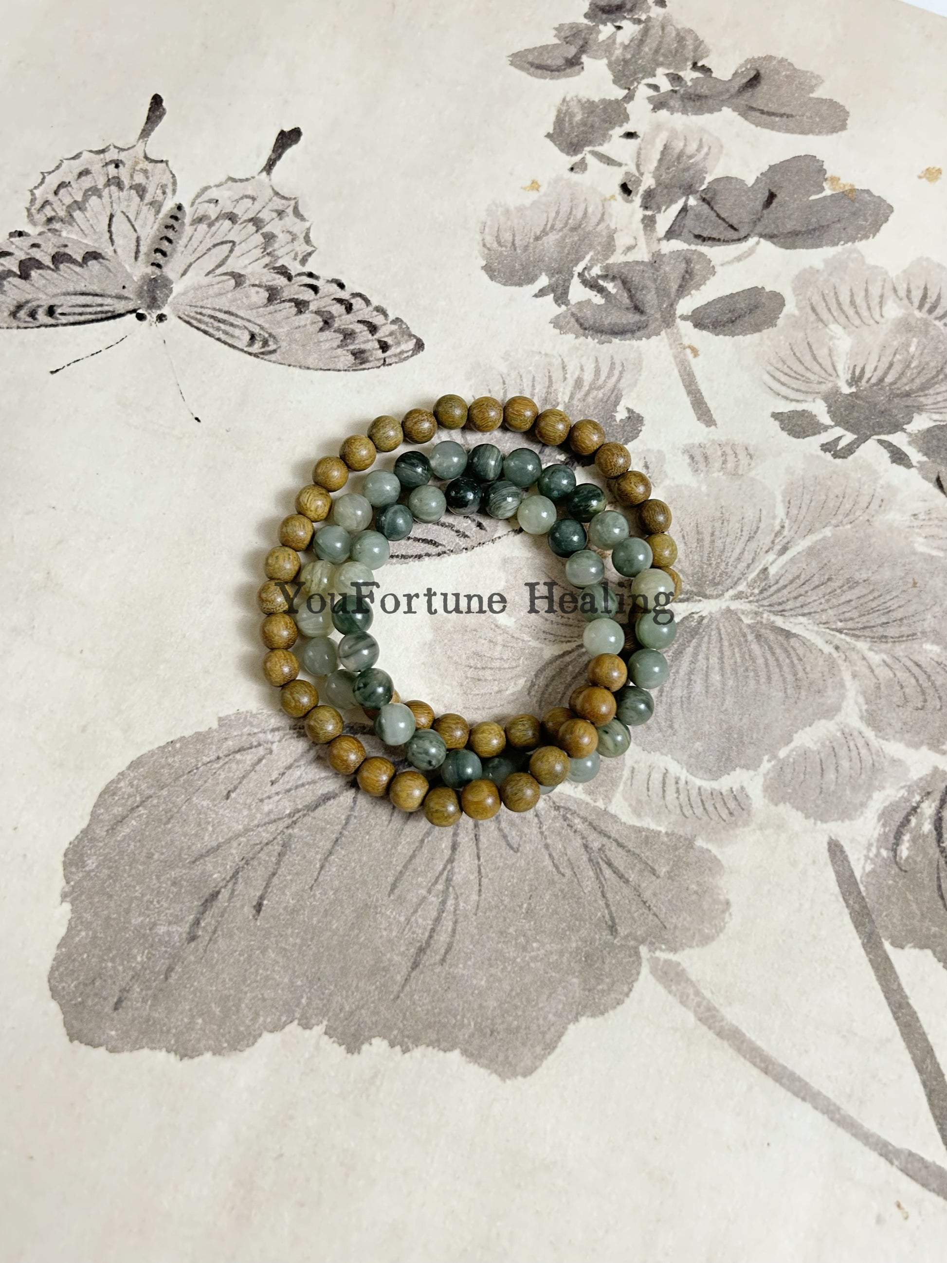 Green Sandalwood & Misty Green Quartz Bracelet